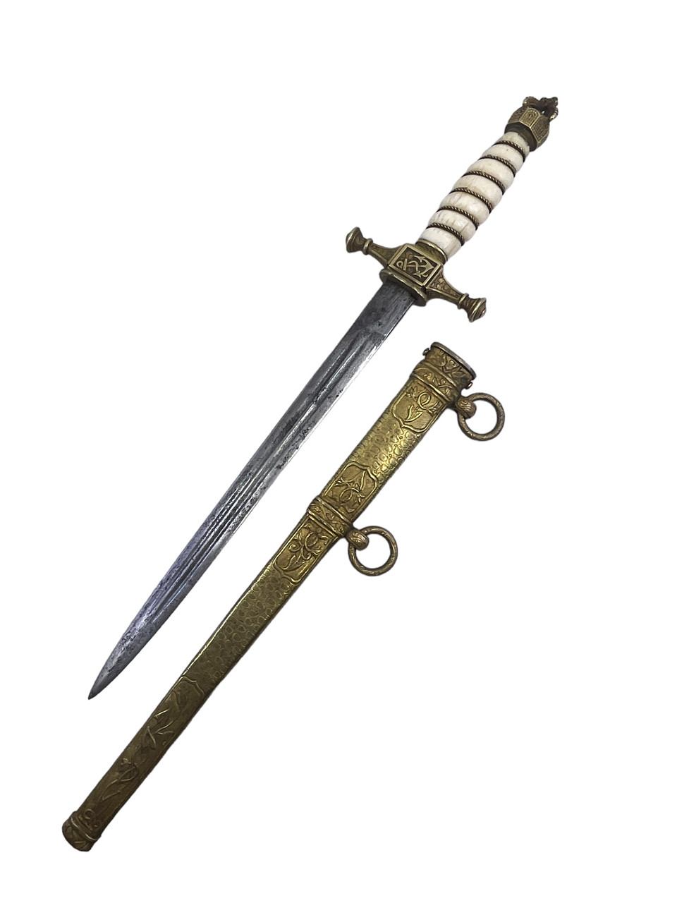 WW1 Imperial German 1902 Naval Dagger Damascus Blade with Ivory Grip Deluxe Fittings WKC WW1 Imperial German 1902 Naval Dagger Damascus Blade with Ivory Grip Deluxe Fittings WKC