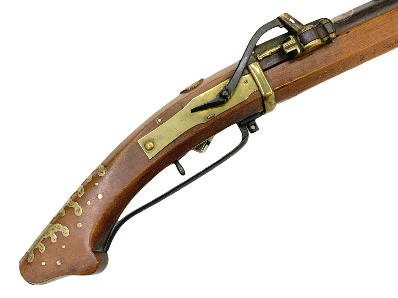 Japanese Mid Edo Period Presentation Carbine Matchlock with Silver Inlay Japanese Mid Edo Period Presentation Carbine Matchlock with Silver Inlay