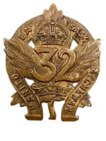 WW1 Canadian CEF 32nd Battalion Collar Insignia Single WW1 Canadian CEF 32nd Battalion Collar Insignia Single