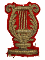 British Victorian Red and Gold Bullion Wire Lyre Bandsman Insignia Single British Victorian Red and Gold Bullion Wire Lyre Bandsman Insignia Single