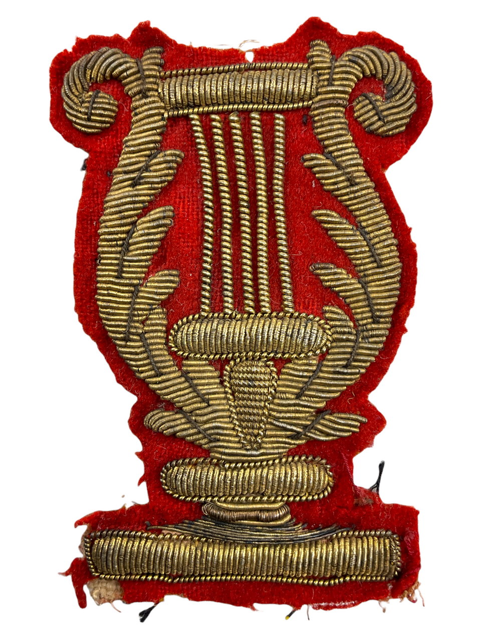 British Victorian Red and Gold Bullion Wire Lyre Bandsman Insignia Single British Victorian Red and Gold Bullion Wire Lyre Bandsman Insignia Single