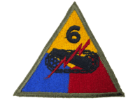 WW2 US 6th Armored Green Back Patch SSI Shoulder Sleeve Insignia