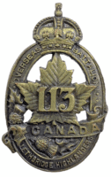 WW1 Canadian CEF 113th Battalion Cap Badge WW1 Canadian CEF 113th Battalion Cap Badge