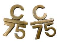 WW1 Canadian 75th Battalion C Bar 75 Collars Insignia Pair