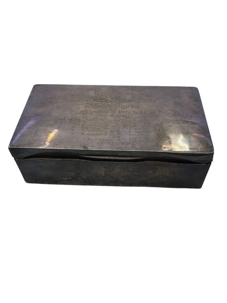 Canadian Sterling Silver Hallmark Cigarette Box Presented 7th Field Brigade CFA Canadian Sterling Silver Hallmark Cigarette Box Presented 7th Field Brigade CFA