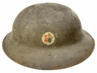 WW1 US AEF E Patch Painted Brodie Helmet WW1 US AEF E Patch Painted Brodie Helmet