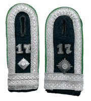 WW2 German Jager Battalion 17 Green Piped Shoulder Board Pair