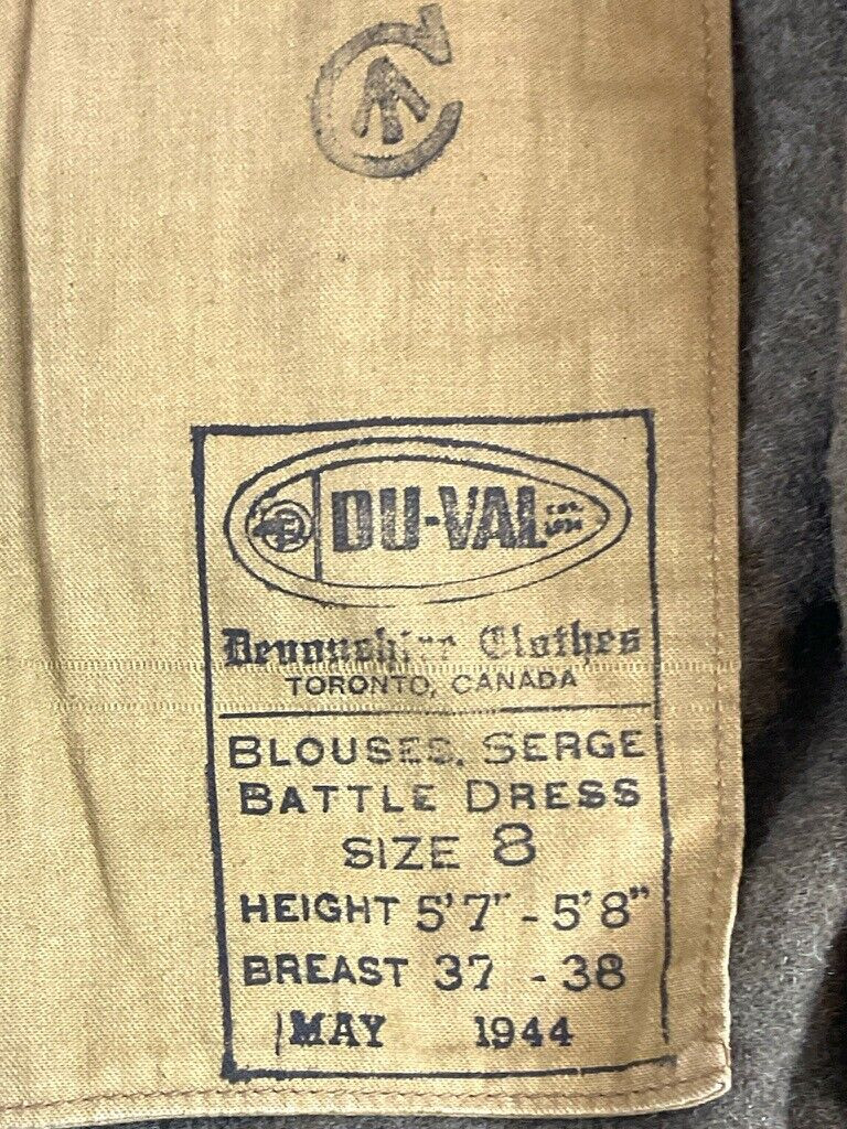 WW2 Canadian Airborne Canada Sgt Sergeant Battle Dress Jacket Unnamed 1944 Dated WW2 Canadian Airborne Canada Sgt Sergeant Battle Dress Jacket Unnamed 1944 Dated