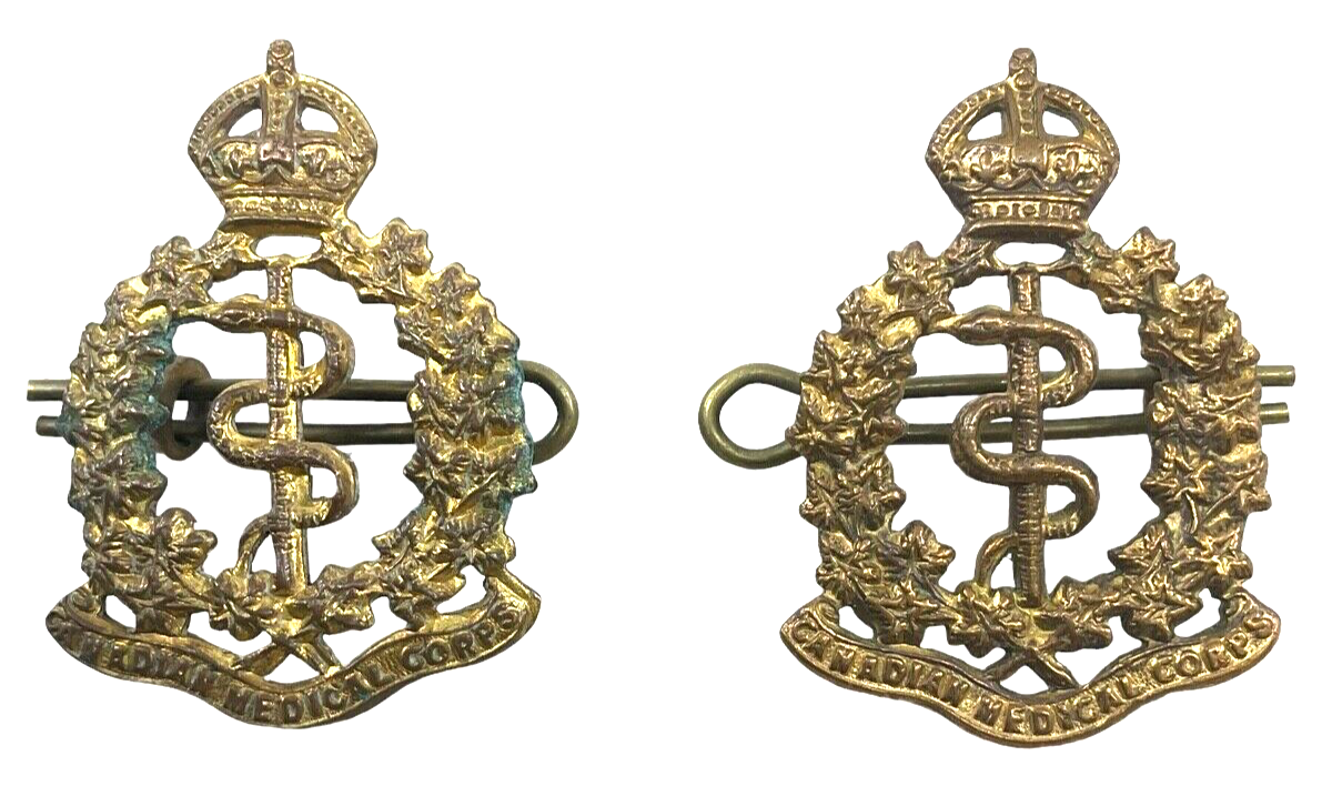 WW1 Canadian CEF Medical Corps Collar Badge Insignia Pair WW1 Canadian CEF Medical Corps Collar Badge Insignia Pair
