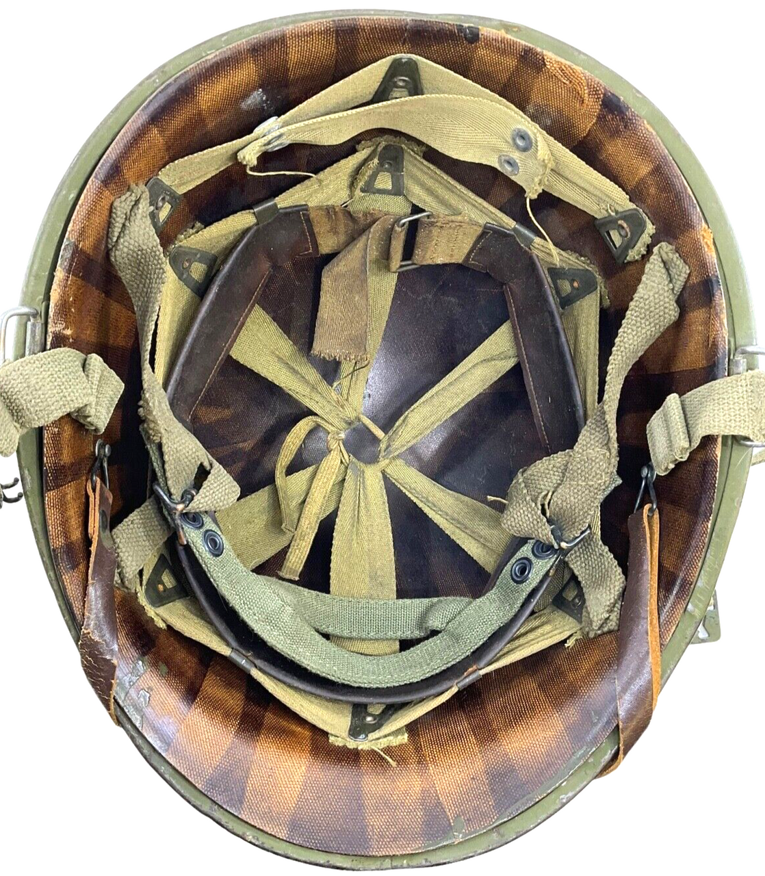 WW2 US M1C Airborne Helmet With Rigger Converted Liner & Chinstraps WW2 US M1C Airborne Helmet With Rigger Converted Liner & Chinstraps