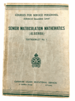 Canadian Legion Educational Services Senior Math's ALGEBRA No1 SC Reference Book