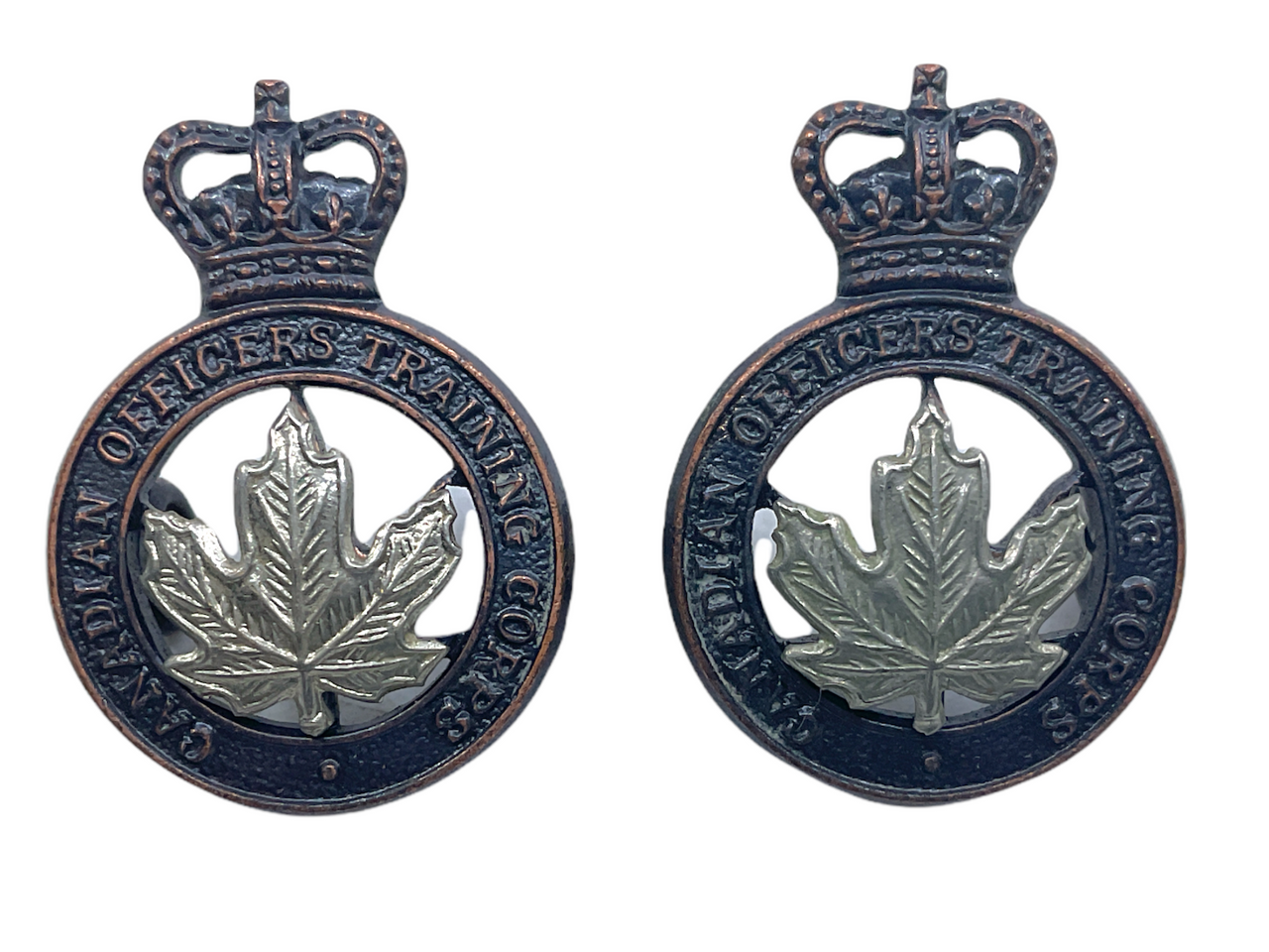 Canadian COTC Officer Training Collar Badge Pair Canadian COTC Officer Training Collar Badge Pair