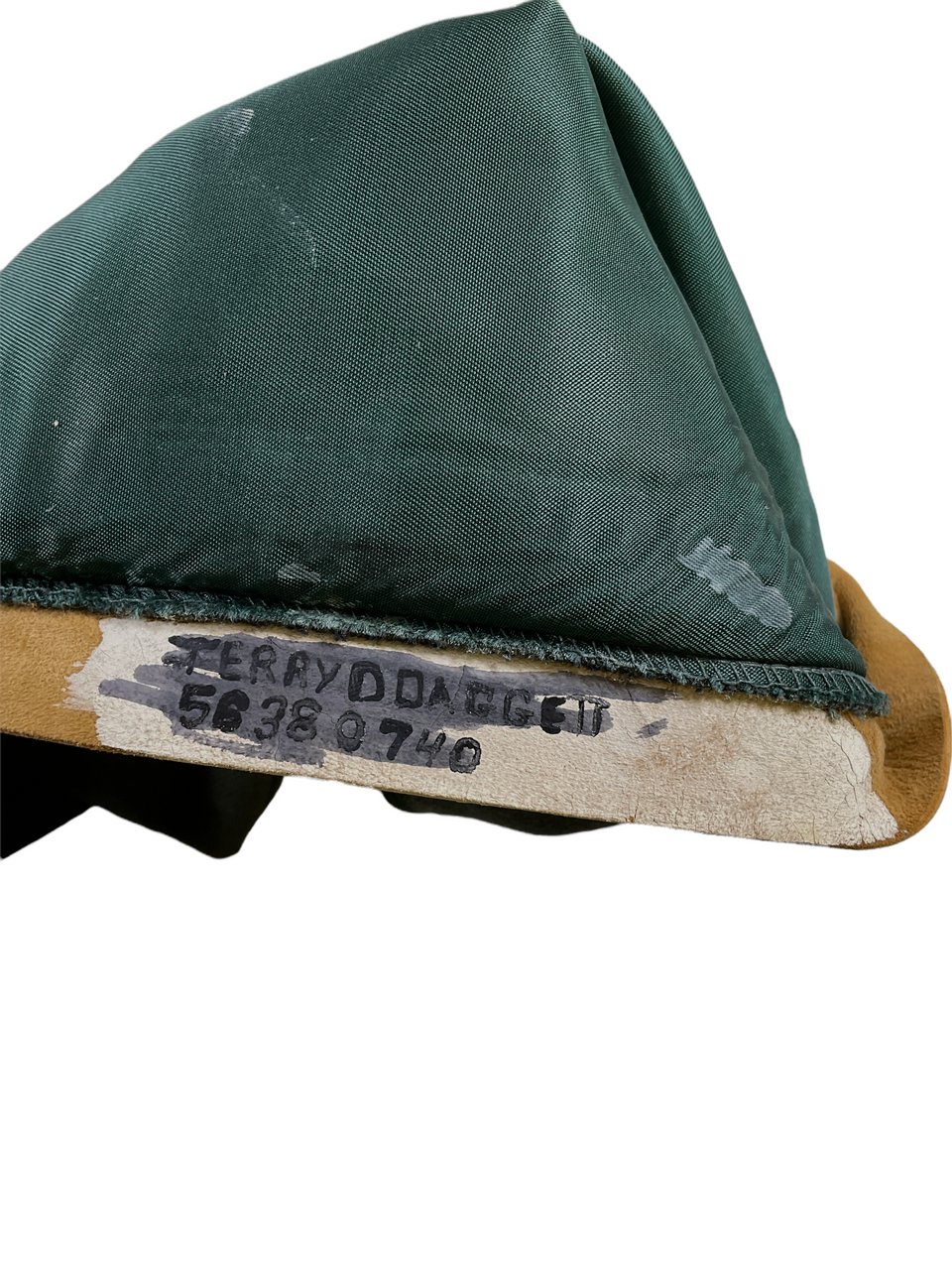 WW2 US Green Piped Garrison Wedge Cap 6 3/4 Named WW2 US Green Piped Garrison Wedge Cap 6 3/4 Named