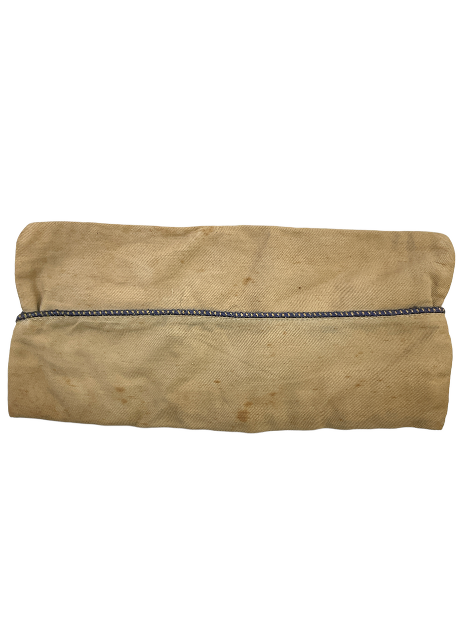 WW2 US Tan Cotton Officers Blue & Yellow Piped Garrison Wedge Cap WW2 US Tan Cotton Officers Blue & Yellow Piped Garrison Wedge Cap