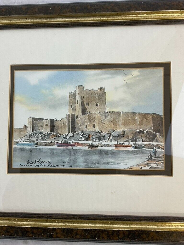 Irish Carrickfergus Castle County Antrim Watercolour 28/850 Signed 14 X 12 Irish Carrickfergus Castle County Antrim Watercolour 28/850 Signed 14 X 12