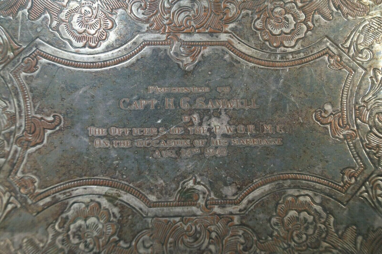 WW2 Canadian PWOR Princess Of Wales Own Regiment Presentation Silver Platter WW2 Canadian PWOR Princess Of Wales Own Regiment Presentation Silver Platter
