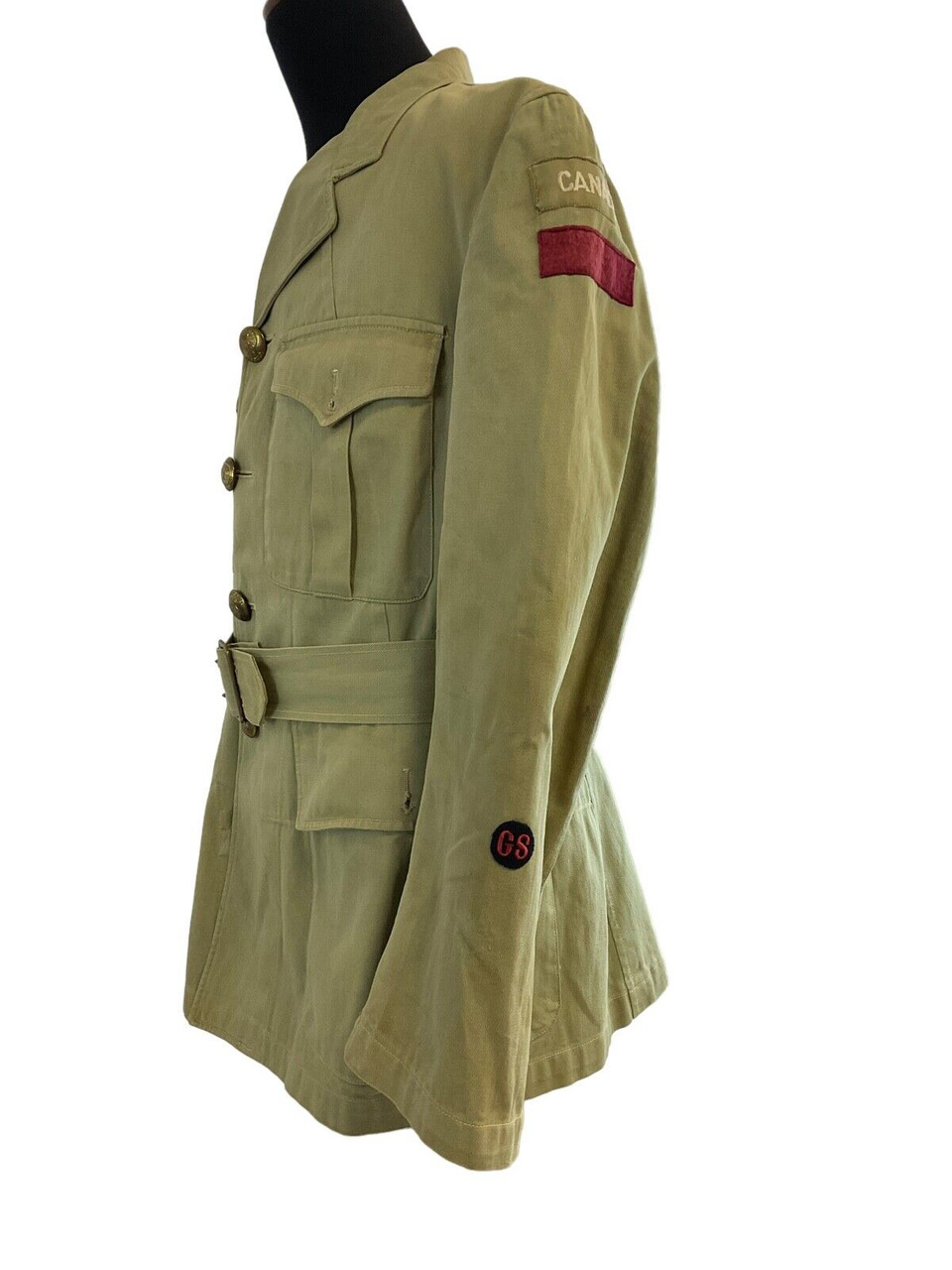 WW2 Canadian Tropical Four Pocket Jacket Named With Sleeve & GS Patches WW2 Canadian Tropical Four Pocket Jacket Named With Sleeve & GS Patches