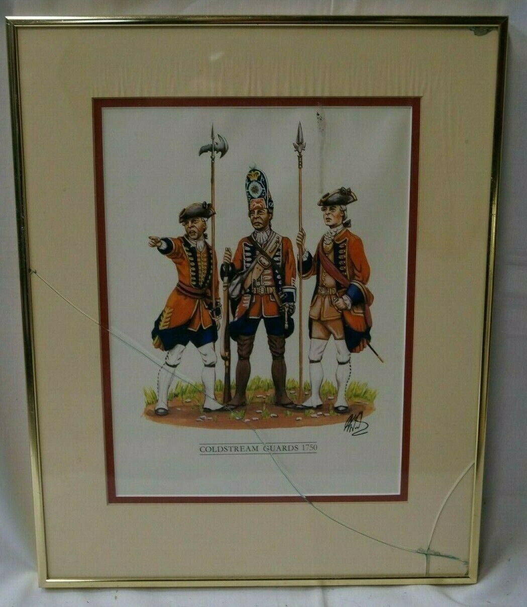 Vintage British 1750's Era Coldstream Guards Group Portrait Print Vintage British 1750's Era Coldstream Guards Group Portrait Print
