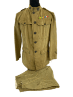WW1 US AEF 115th Infantry Engineer Khaki Cotton Tunic & Pants With Medal Bar