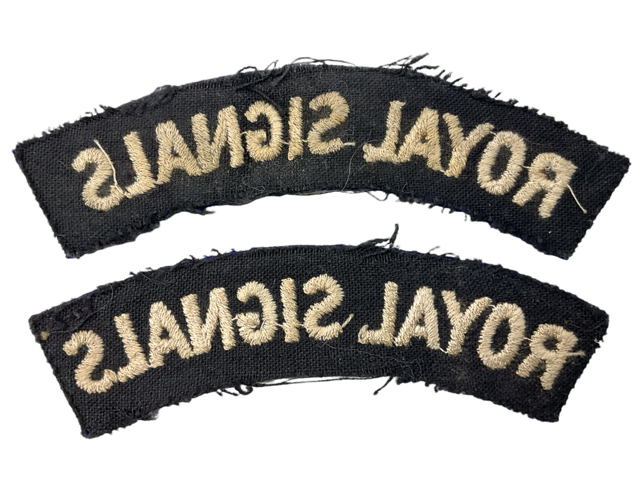 WW2 British Royal Signals Embroidered Shoulder Title Pair WW2 British Royal Signals Embroidered Shoulder Title Pair