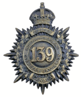 WW1 Canadian CEF 139th Battalion Cap Badge