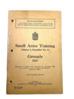 WW2 Canadian Small Arms Grenade Vol 1 Pam 13 1937 Soft Cover Reference Book
