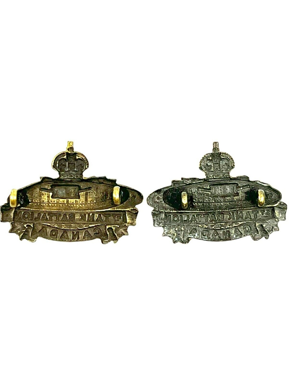 WW1 Canadian CEF 1st Tank Battalion Collars Insignia Pair WW1 Canadian CEF 1st Tank Battalion Collars Insignia Pair