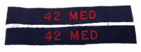 Royal Canadian Artillery 42nd MED Slip On Shoulder Title Pair