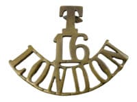 WW1 British BEF 16th Territorial London Shoulder Title Single WW1 British BEF 16th Territorial London Shoulder Title Single