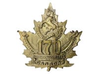 WW1 Canadian CEF 170th Battalion 170A Cap Badge Insignia Missing Lugs