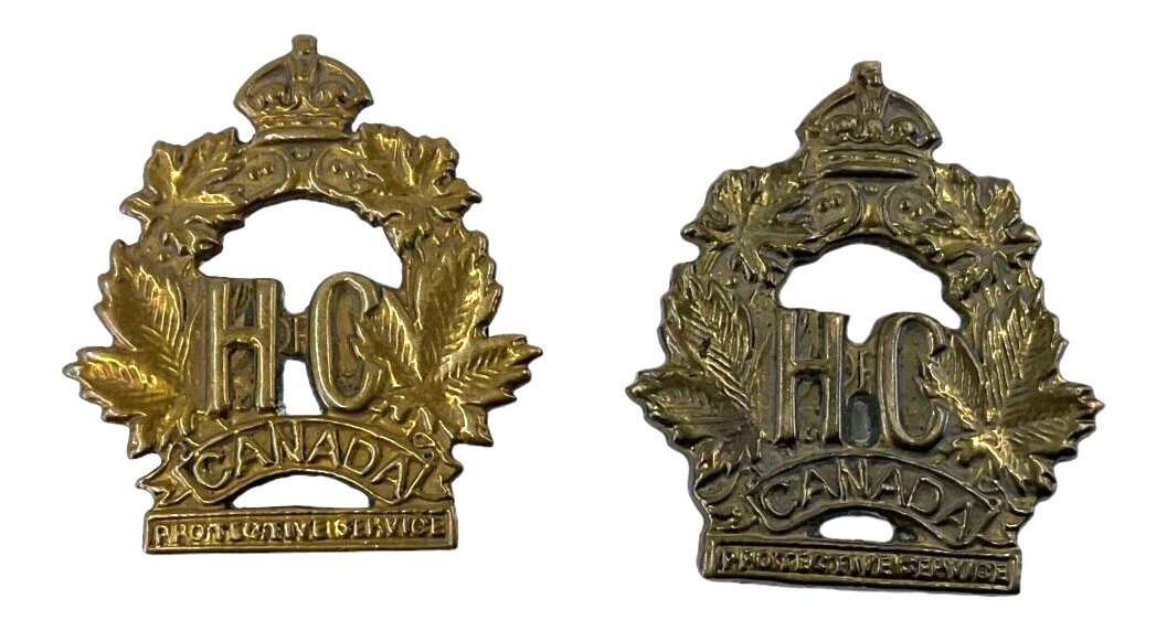 WW2 Canadian House of Commons H of C Collar Badge Insignia Pair WW2 Canadian House of Commons H of C Collar Badge Insignia Pair