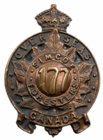 WW1 Canadian CEF 177th Battalion Collar Badge Insignia Single