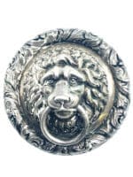 British Canadian Rifle Regiment Lion Head Boss Silver with Pin Back British Canadian Rifle Regiment Lion Head Boss Silver with Pin Back