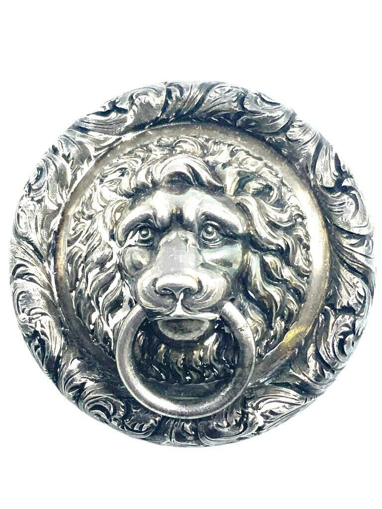 British Canadian Rifle Regiment Lion Head Boss Silver with Pin Back British Canadian Rifle Regiment Lion Head Boss Silver with Pin Back