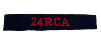 WW2 Royal Canadian Artillery 24 RCA Slip On Shoulder Insignia Single WW2 Royal Canadian Artillery 24 RCA Slip On Shoulder Insignia Single