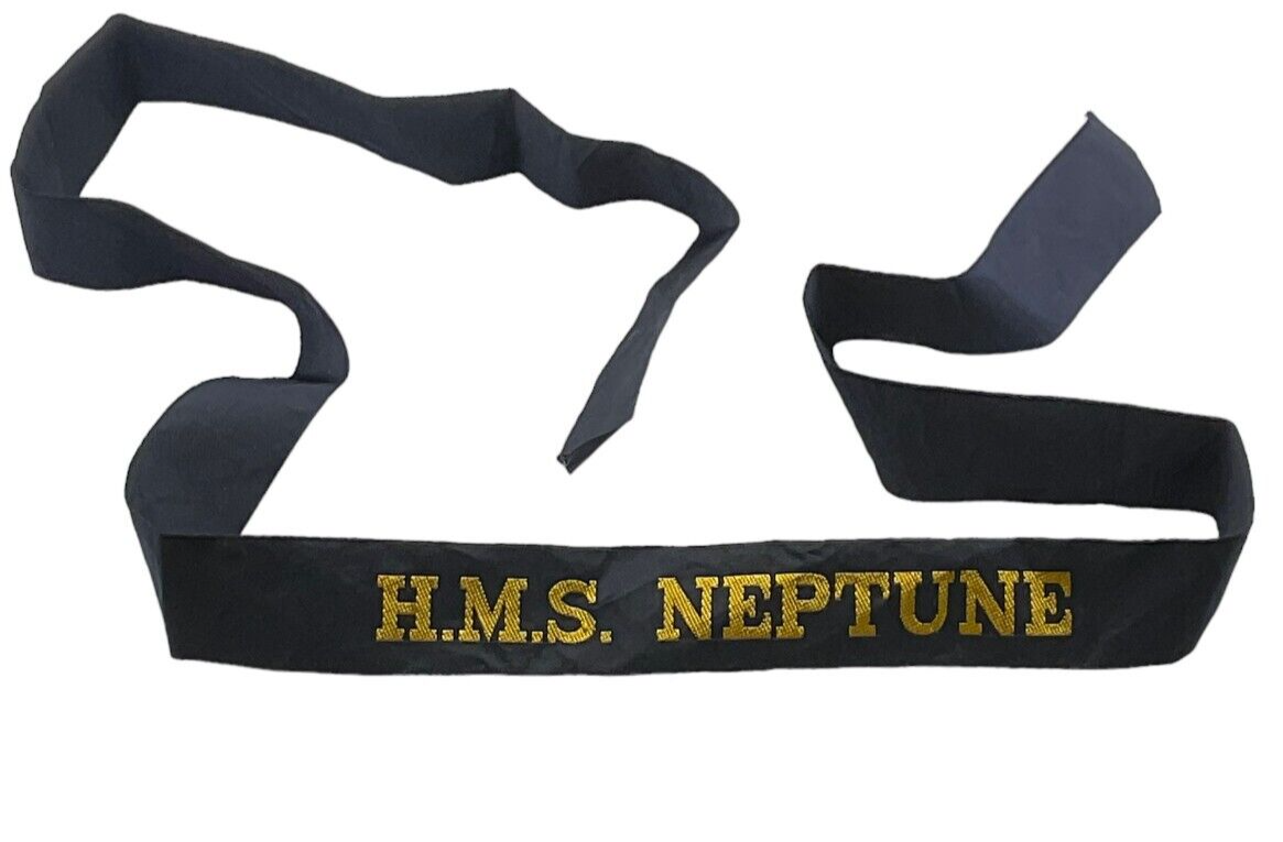 British Royal Navy HMS Neptune Cap Tally Full Length British Royal Navy HMS Neptune Cap Tally Full Length