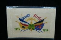 WW1 British  Embroidered Souvenir  Gloire aux Allies postcard
