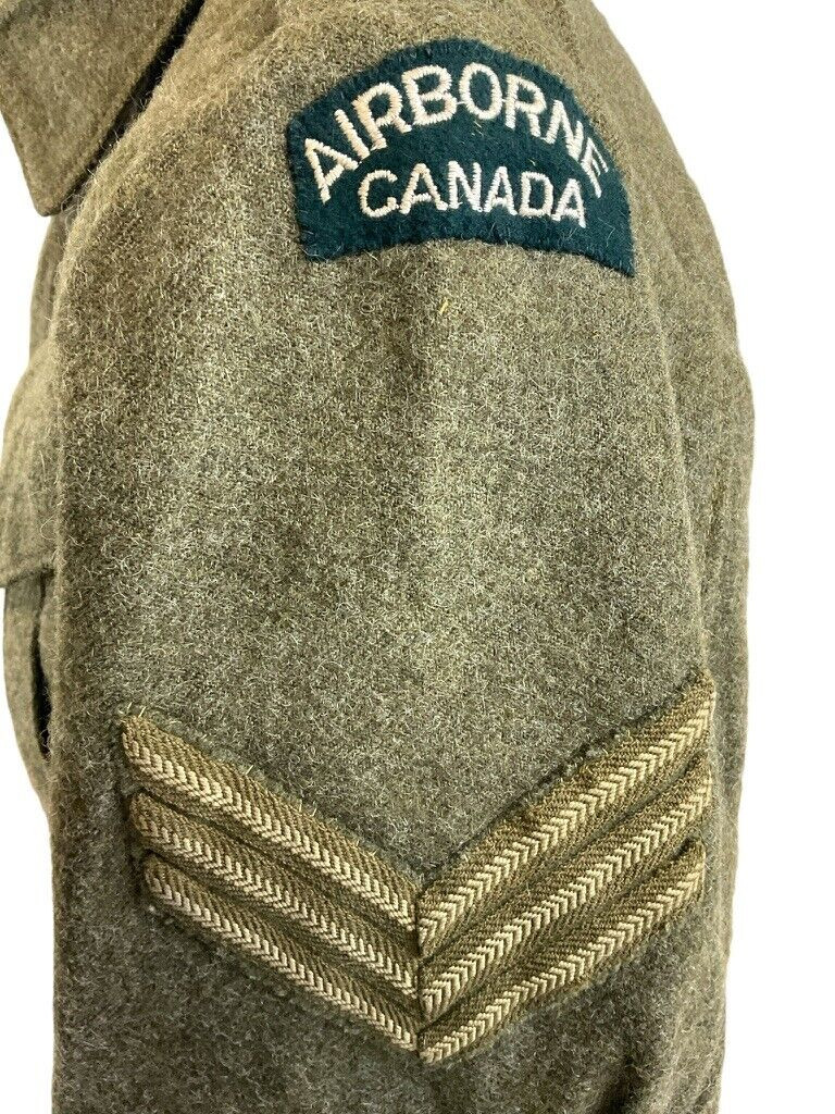 WW2 Canadian Airborne Canada Sgt Sergeant Battle Dress Jacket Unnamed 1944 Dated WW2 Canadian Airborne Canada Sgt Sergeant Battle Dress Jacket Unnamed 1944 Dated