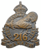 WW1 Canadian CEF 216th Battalion Cap Badge