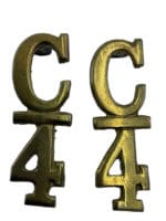 WW1 Canadian CEF 4th Battalion C Bar 4 Collars Insignia Pair