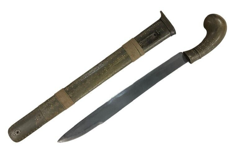 South East Asian Knife with Horn Handle and Scabbard Vintage South East Asian Knife with Horn Handle and Scabbard Vintage