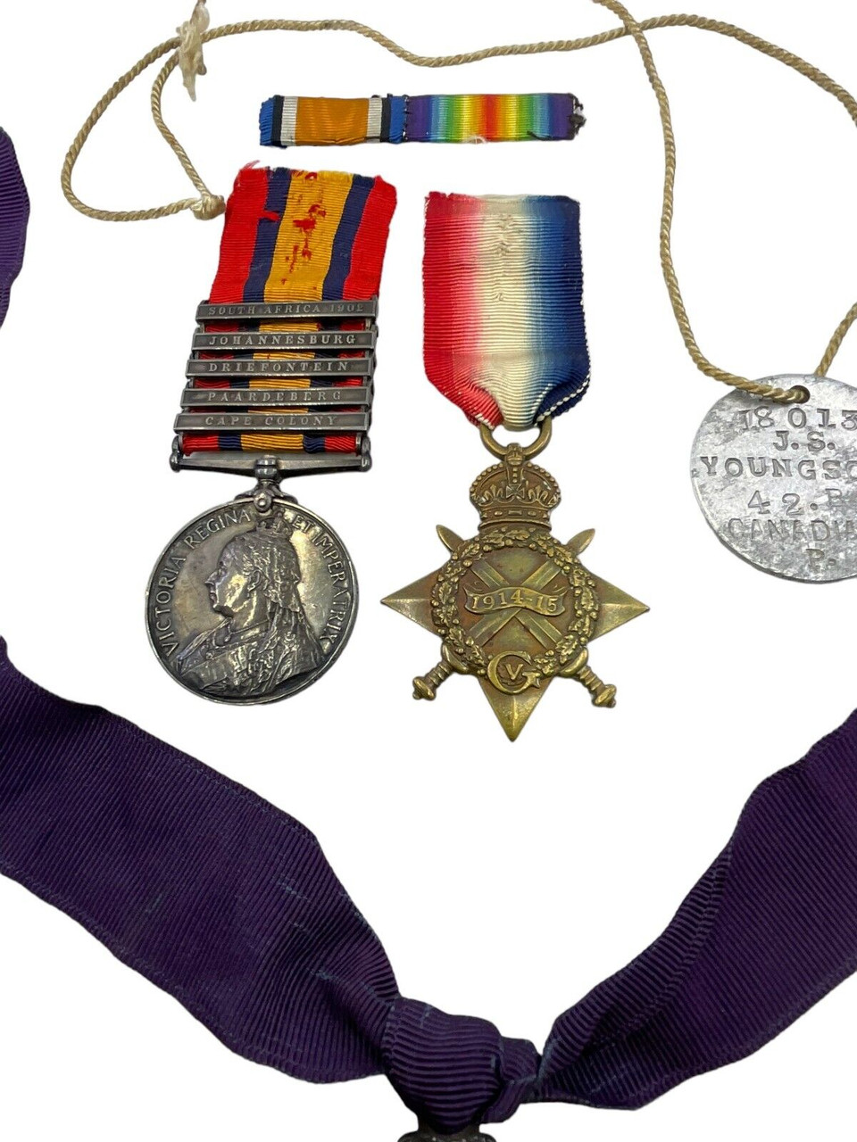 WW1 Canadian CEF Boer War 5 Bar QSA 14-15 Star Memorial Cross 42nd Battalion RCR WW1 Canadian CEF Boer War 5 Bar QSA 14-15 Star Memorial Cross 42nd Battalion RCR