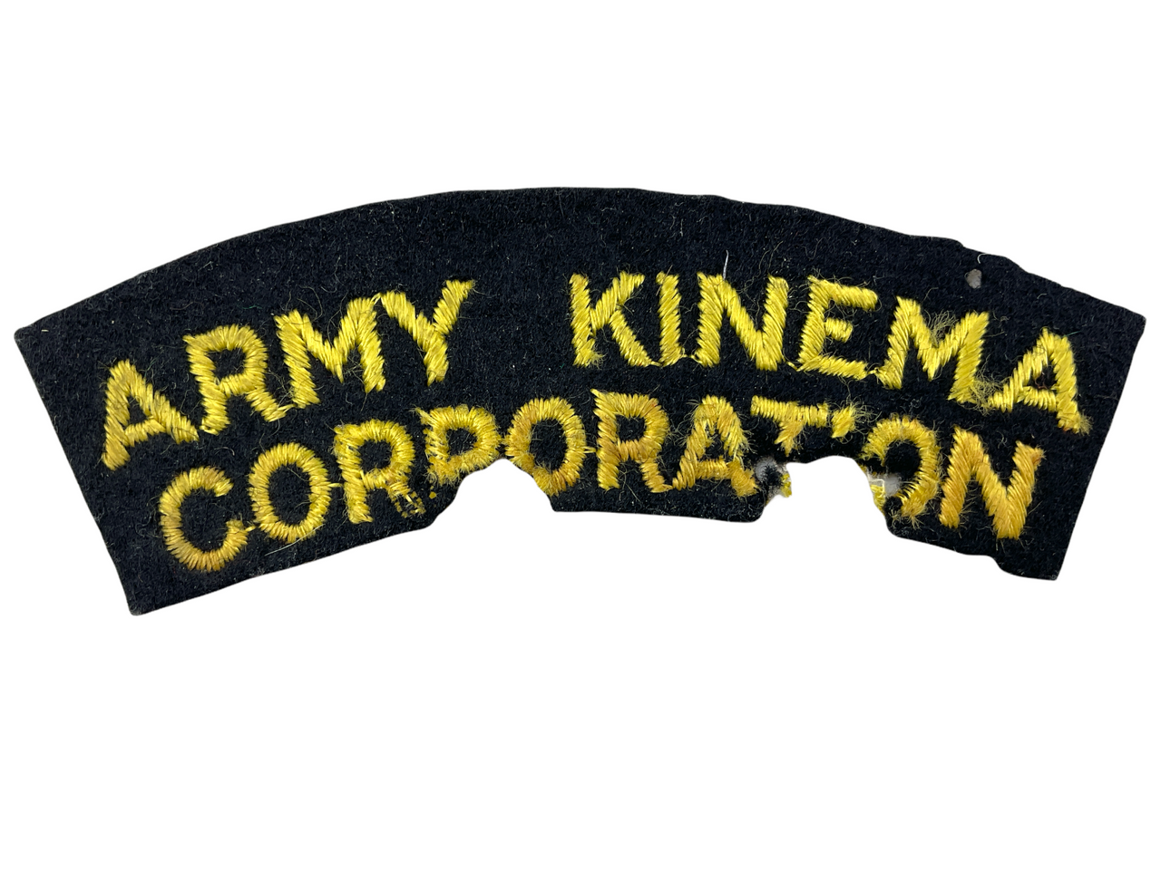WW2 British Army Kinema Corporation Film Photo Unit Starch Back Shoulder Title WW2 British Army Kinema Corporation Film Photo Unit Starch Back Shoulder Title