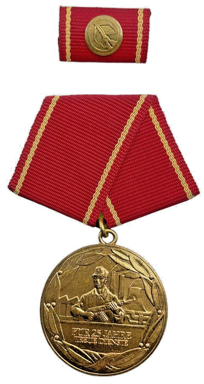 East German 25 Year Long Service Medal Full Size with Ribbon Bar East German 25 Year Long Service Medal Full Size with Ribbon Bar