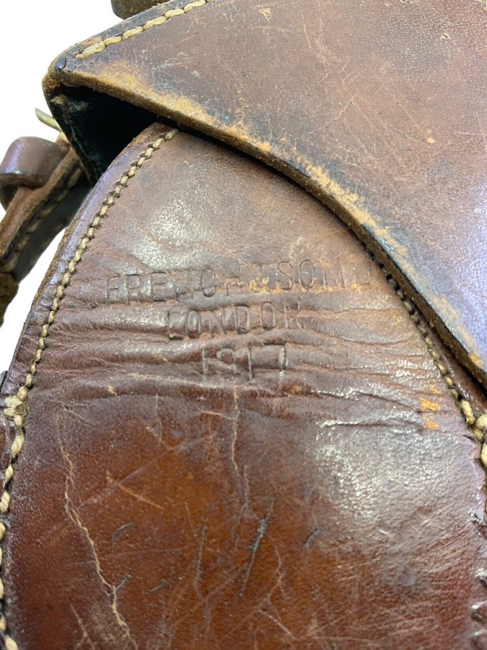 WW1 British Canadian CEF BEF Officers Brown Leather 1917 Dated Compass Pouch WW1 British Canadian CEF BEF Officers Brown Leather 1917 Dated Compass Pouch