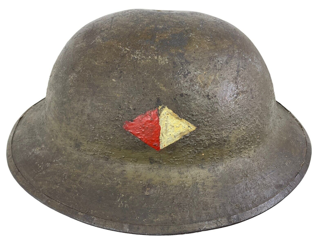 WW1 US AEF Unit Flashed Brodie Combat Helmet & Liner WW1 US AEF Unit Flashed Brodie Combat Helmet & Liner