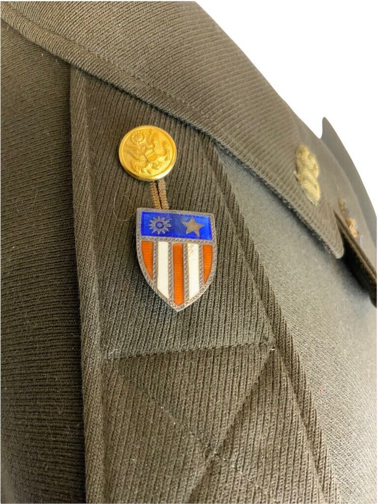 WW2 USAAF 10th Air Force CBI Bullion Insignia Named 4 Pocket Officers Tunic WW2 USAAF 10th Air Force CBI Bullion Insignia Named 4 Pocket Officers Tunic