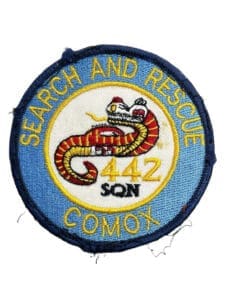 Canadian RCAF 442 Squadron SAR Comox Blue Border Colour Crest Patch Vintage