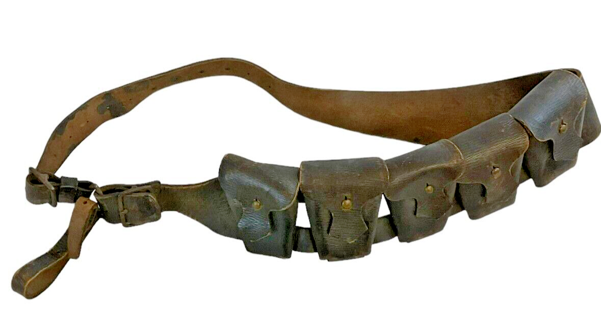 British Cavalry 1922 Dated 5 Pouch Leather Bandoleer British Cavalry 1922 Dated 5 Pouch Leather Bandoleer