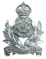 WW2 British Silver Officers Intelligence Corps Cap Badge Gaunt